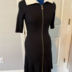 Maje Elegant Black Dress with White Collar